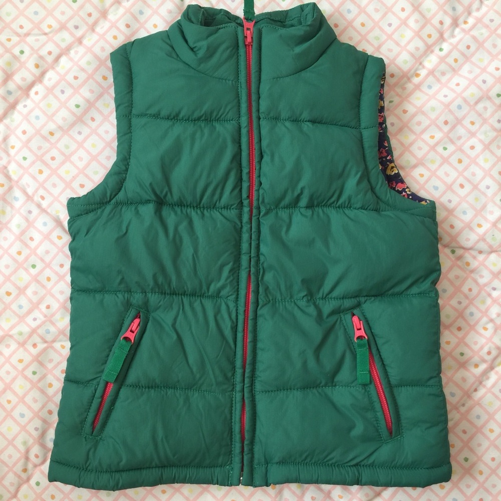 MINI BODEN Girls Green Puffer Quilted Vest Jacket